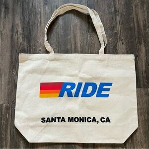 NEW Aviator Nation White Cream Canvas Logo Tote Shoulder Bag Travel Beach Gift